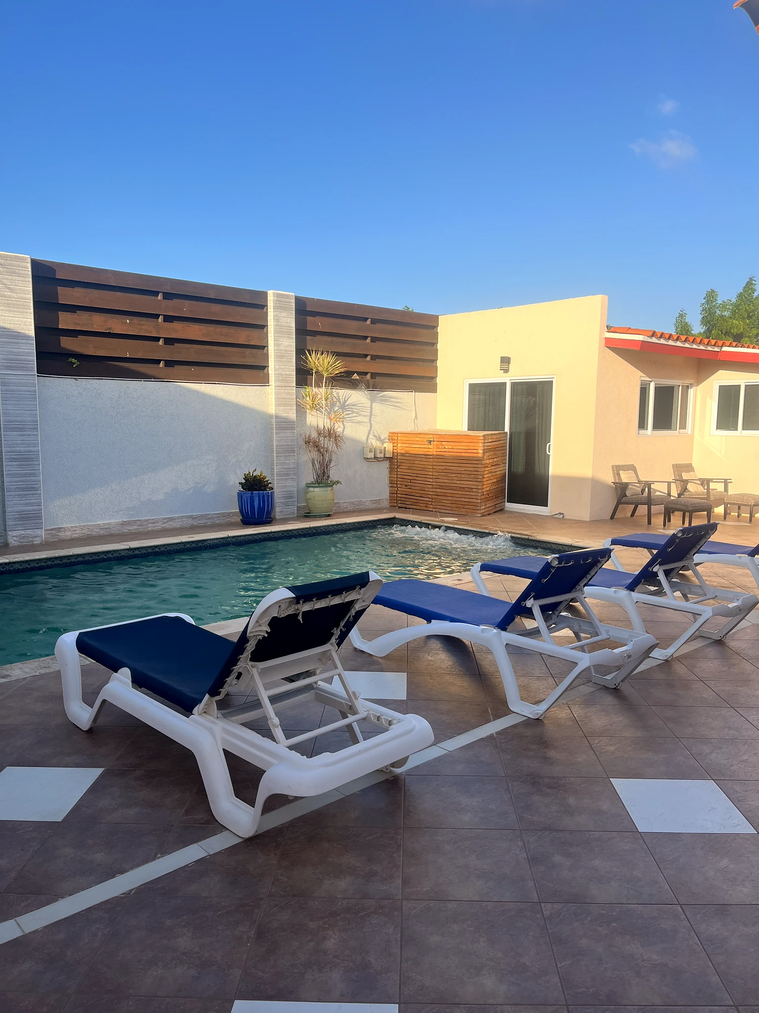 Loungers along the pool